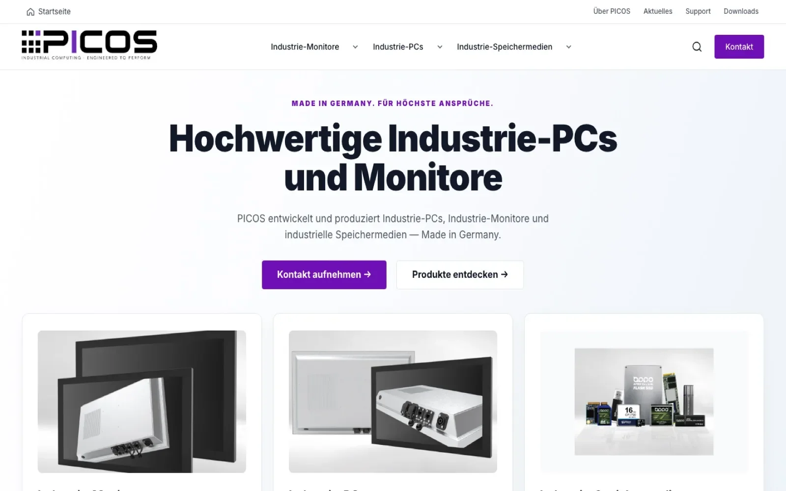 Custom WordPress development case study for PICOS industrial product catalog homepage