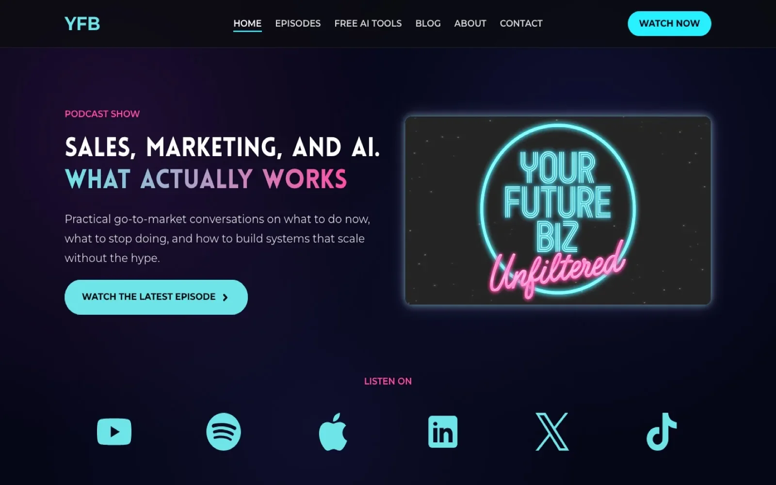 Your Future Biz podcast website homepage