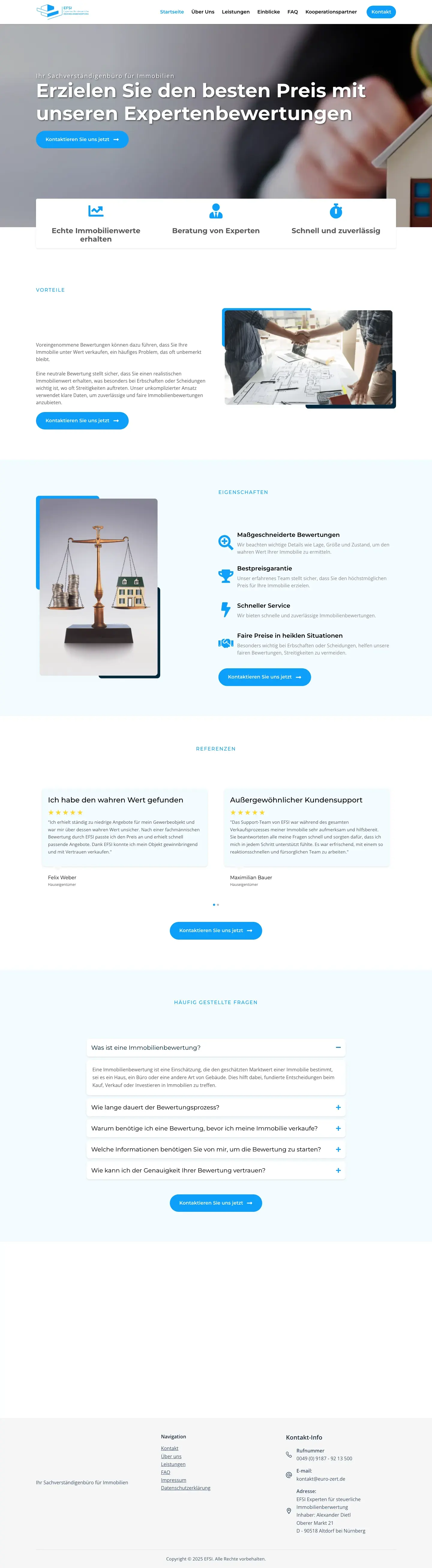 EFSI full homepage layout