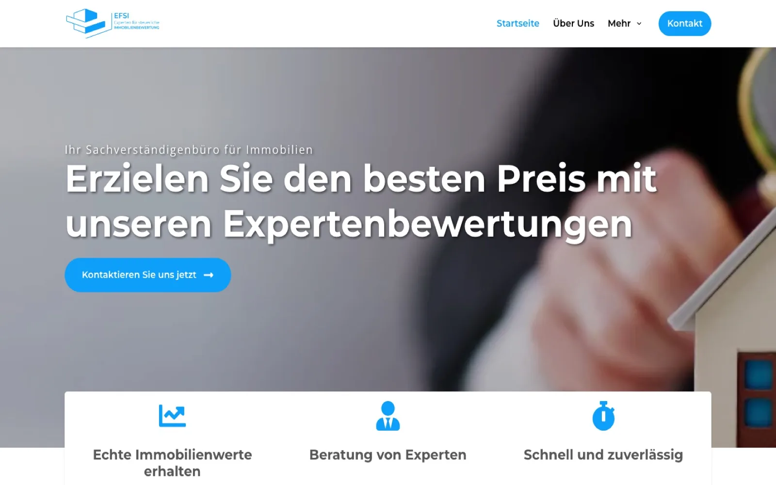 EFSI real estate valuation lead generation website homepage