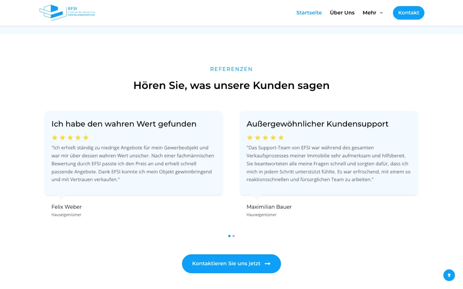 EFSI client testimonials section