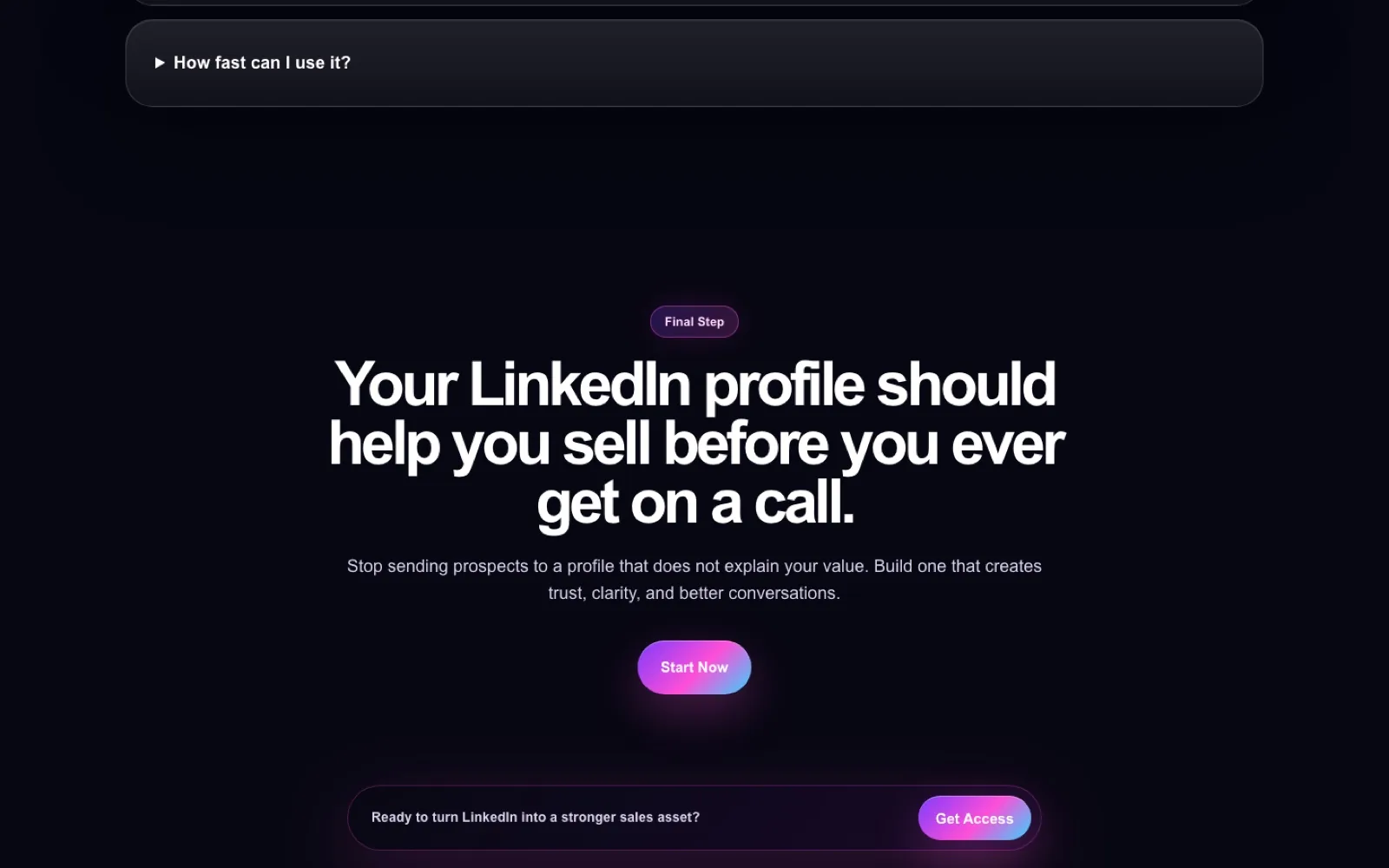 LinkedIn Profile Profits final call to action section