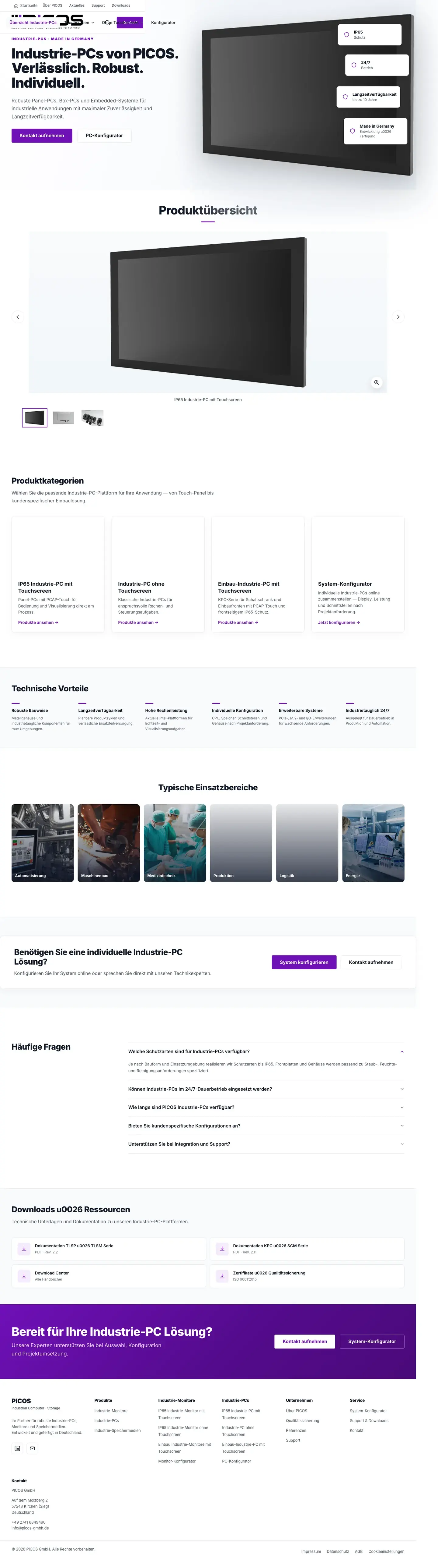 PICOS full product category page layout