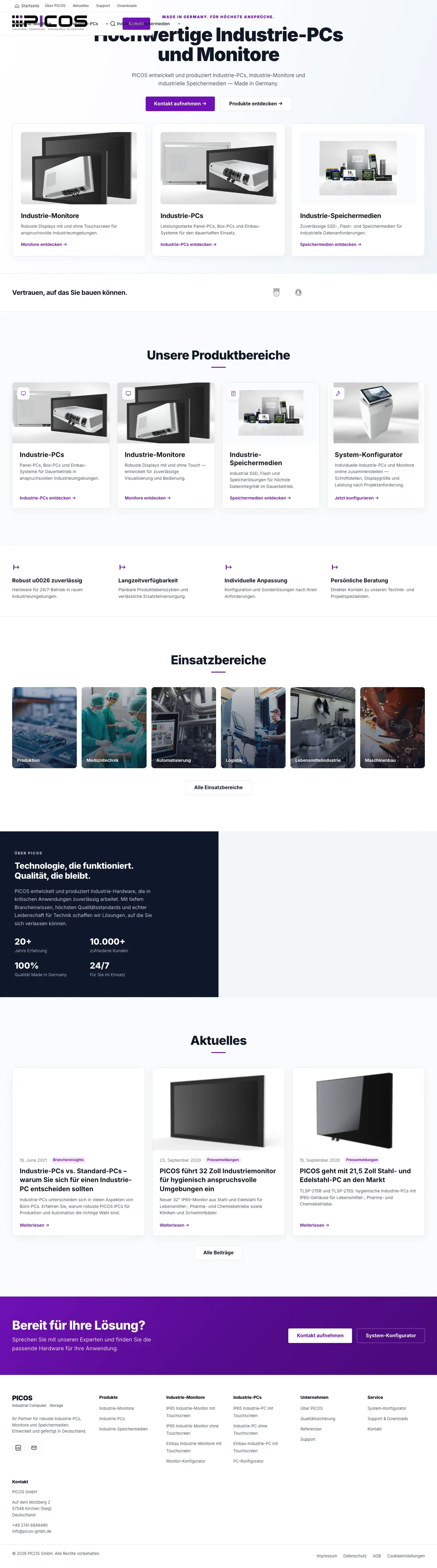 PICOS full industry page layout