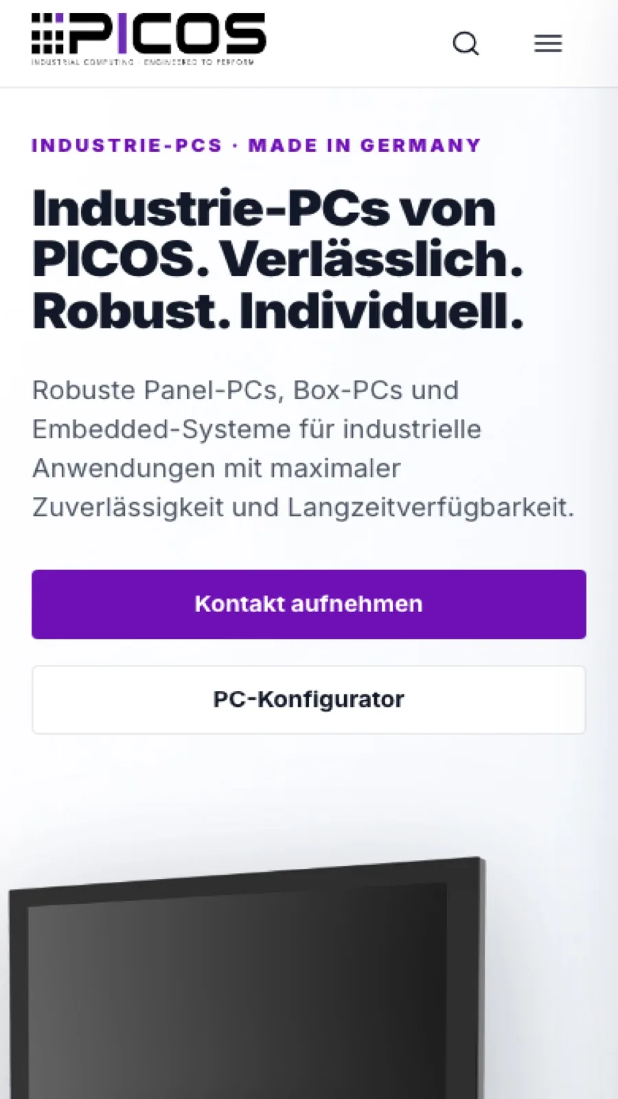 PICOS mobile product category page