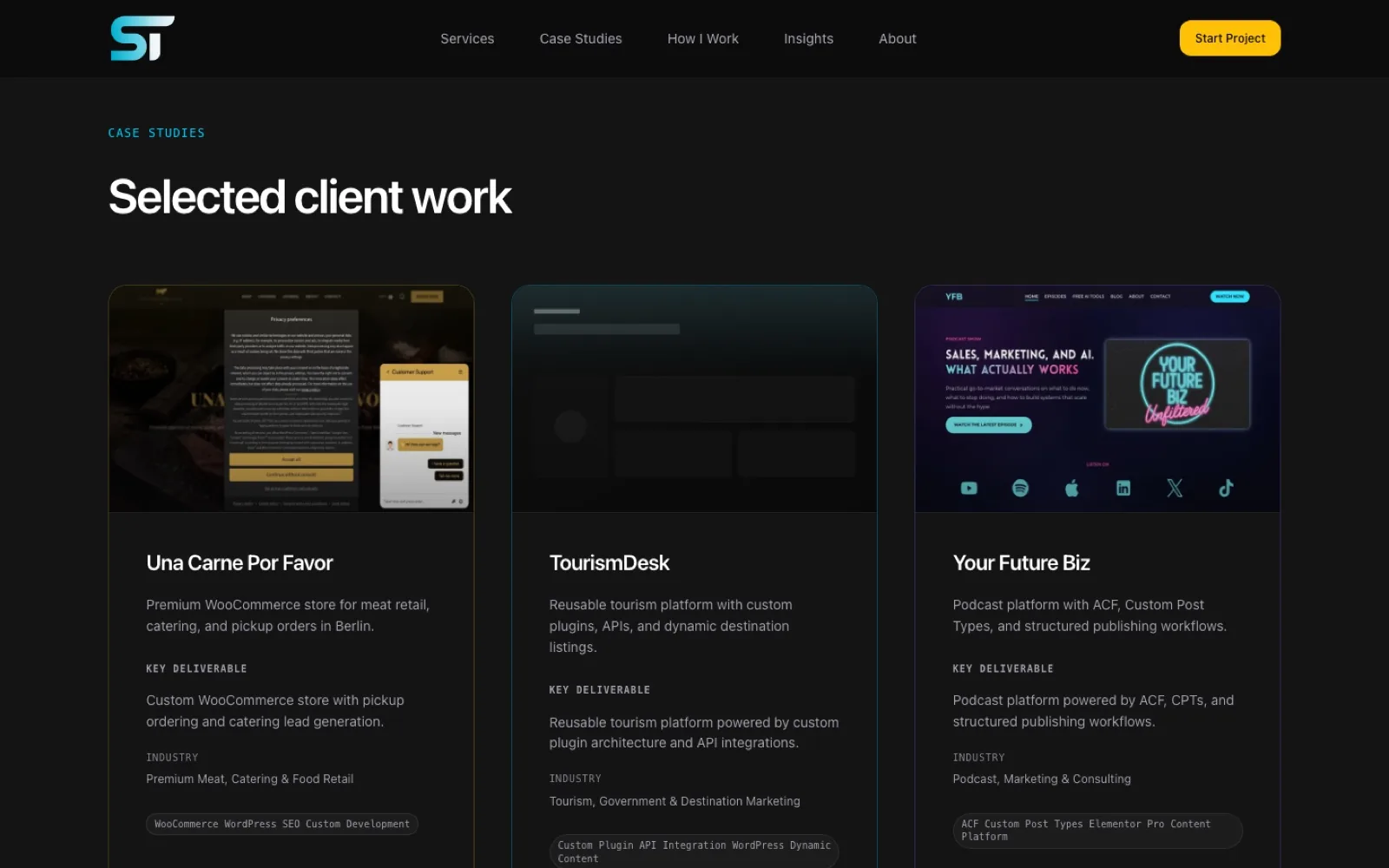 SofianeTrabelsi.com selected client work section