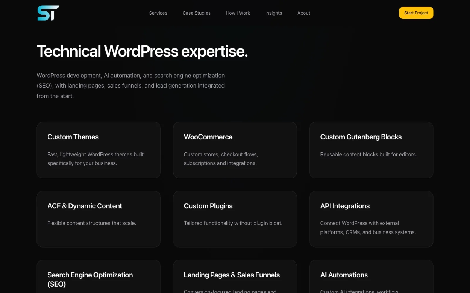 SofianeTrabelsi.com technical WordPress services section