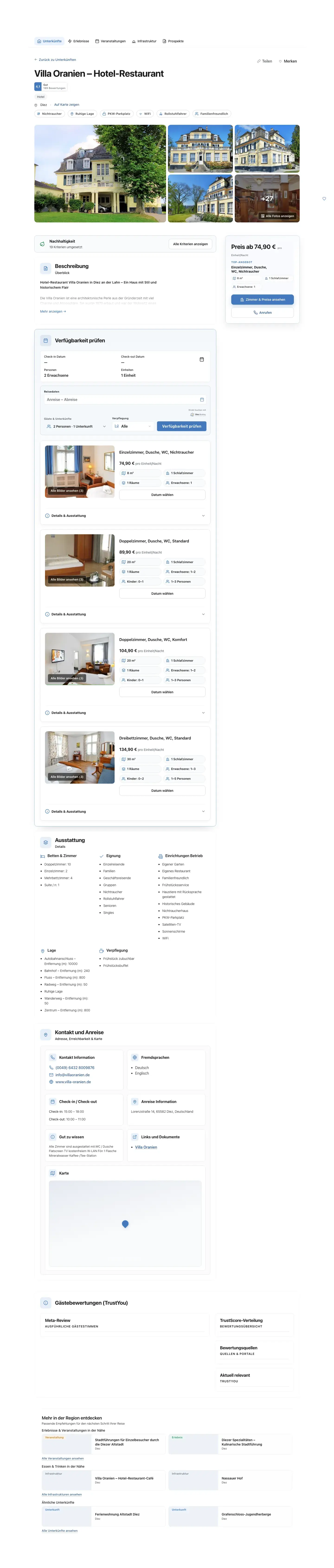 TourismDesk full accommodation detail page