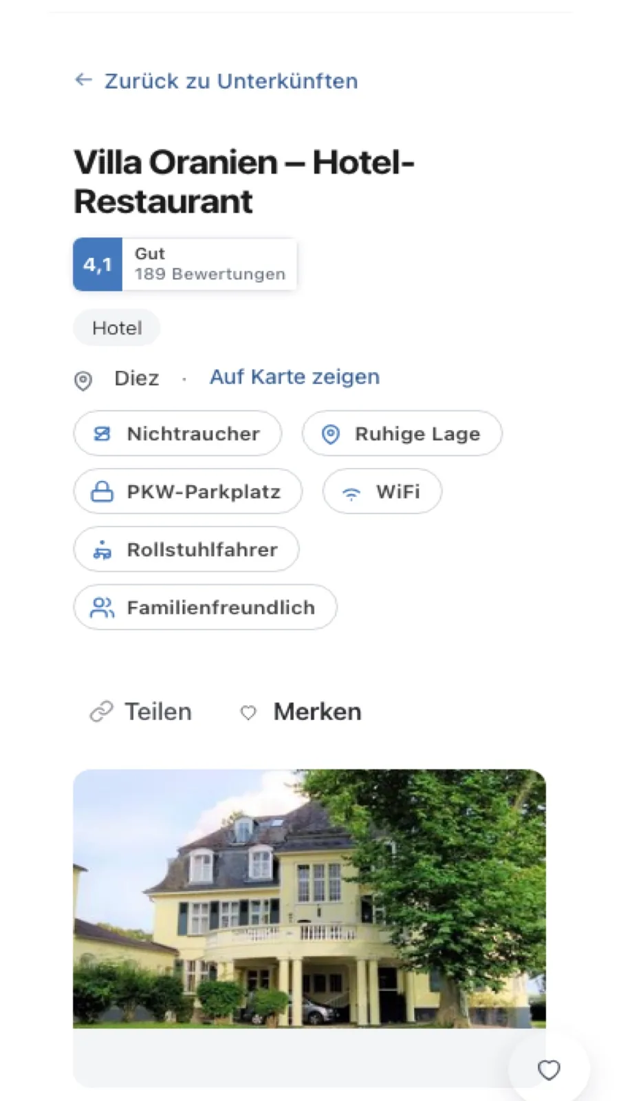 TourismDesk mobile accommodation detail page