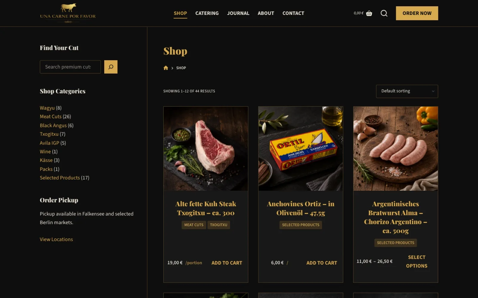 Una Carne Por Favor WooCommerce shop archive