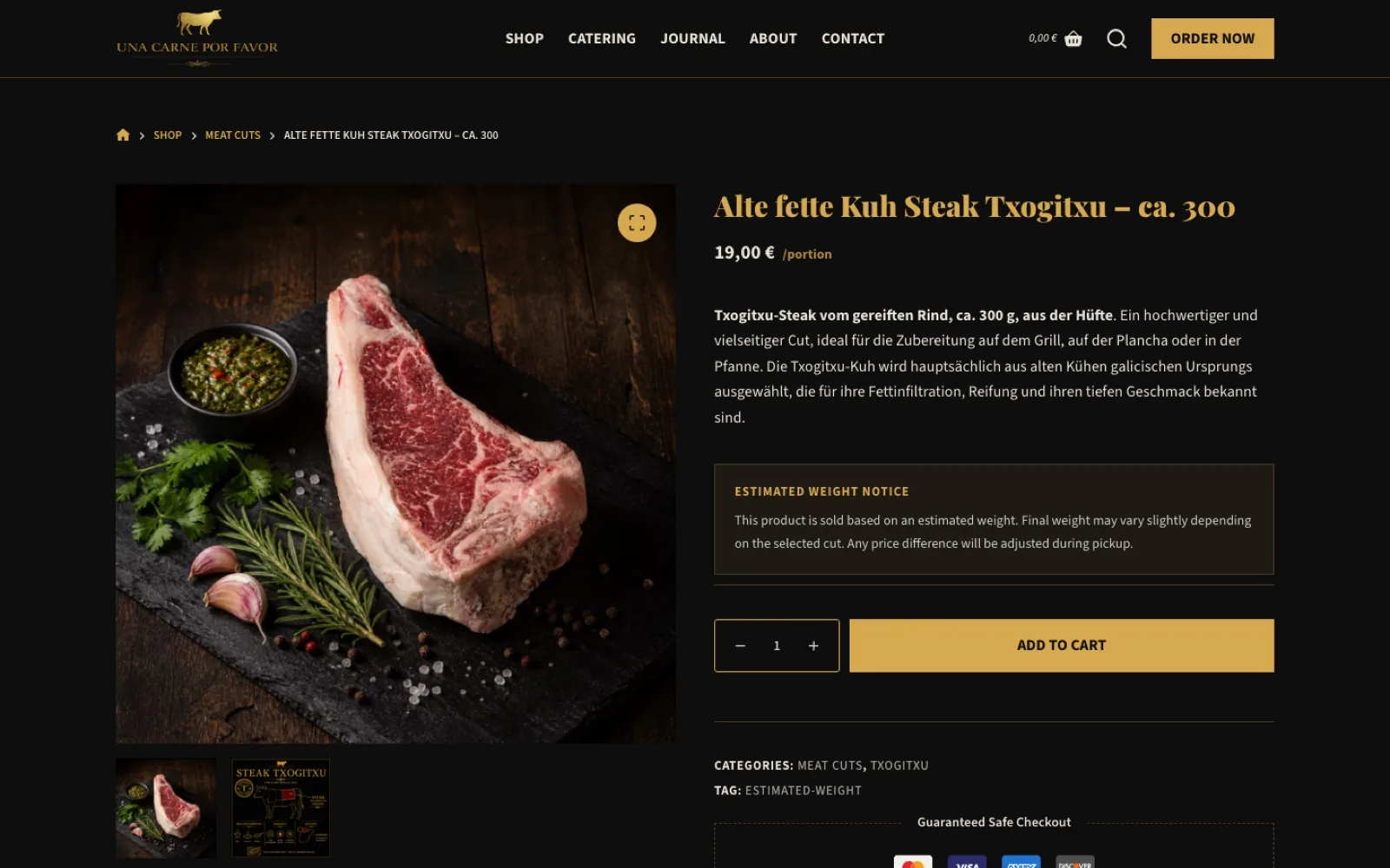 Una Carne Por Favor WooCommerce product page