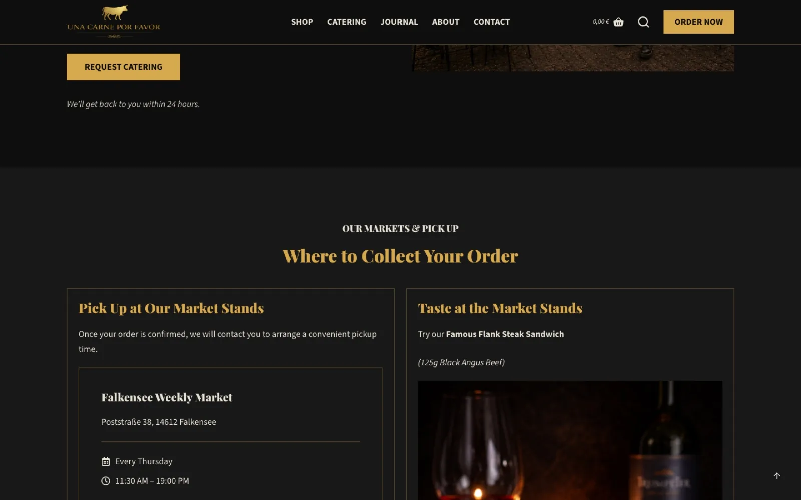 Una Carne Por Favor catering and events section