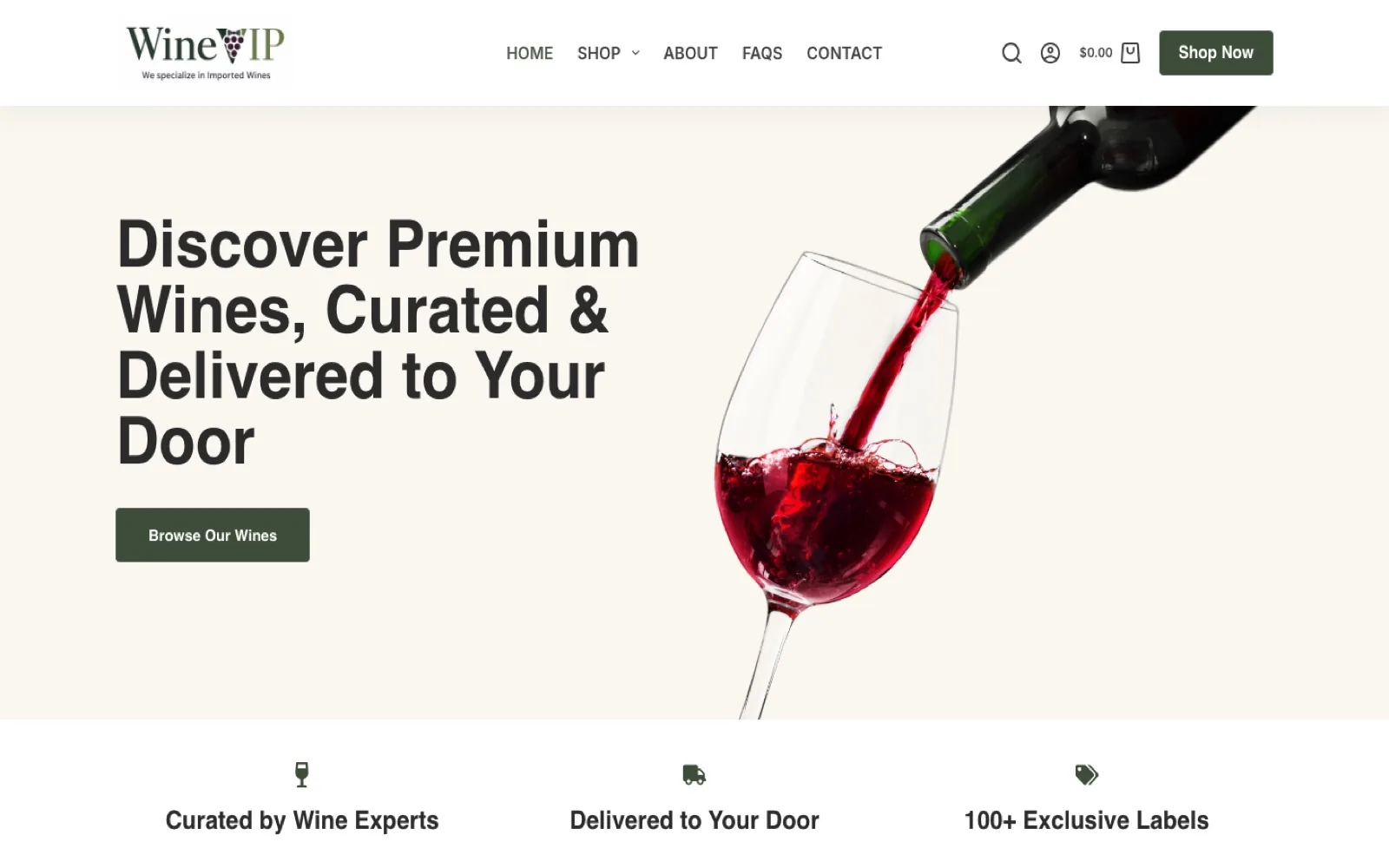 WineVIP premium wine e-commerce homepage