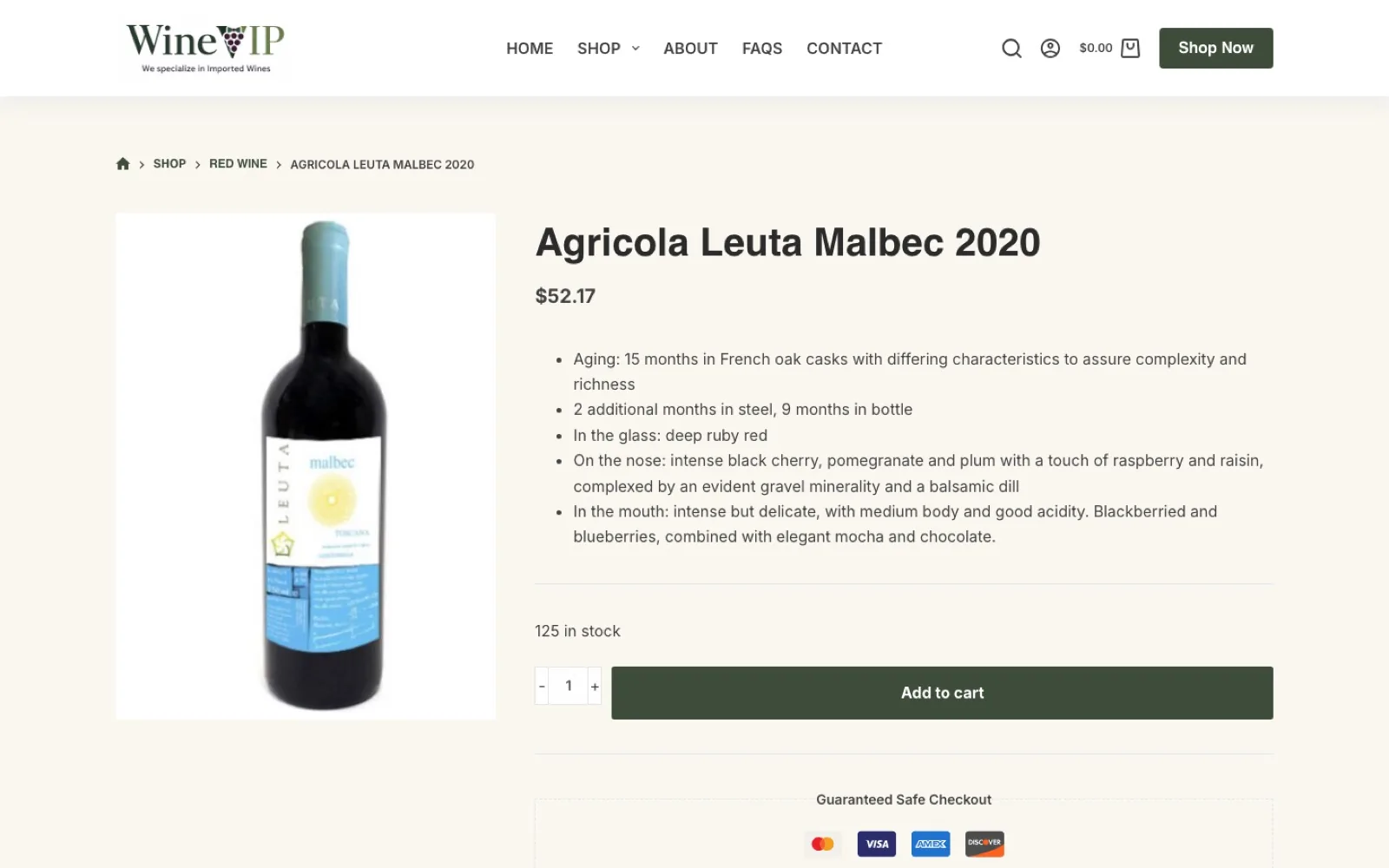 WineVIP WooCommerce product detail page