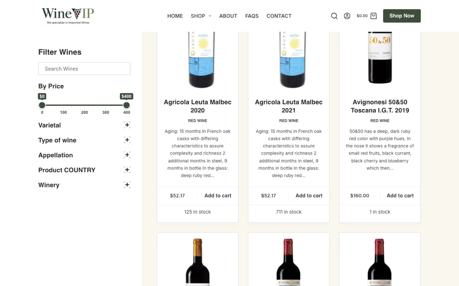 WineVIP WooCommerce product listing grid
