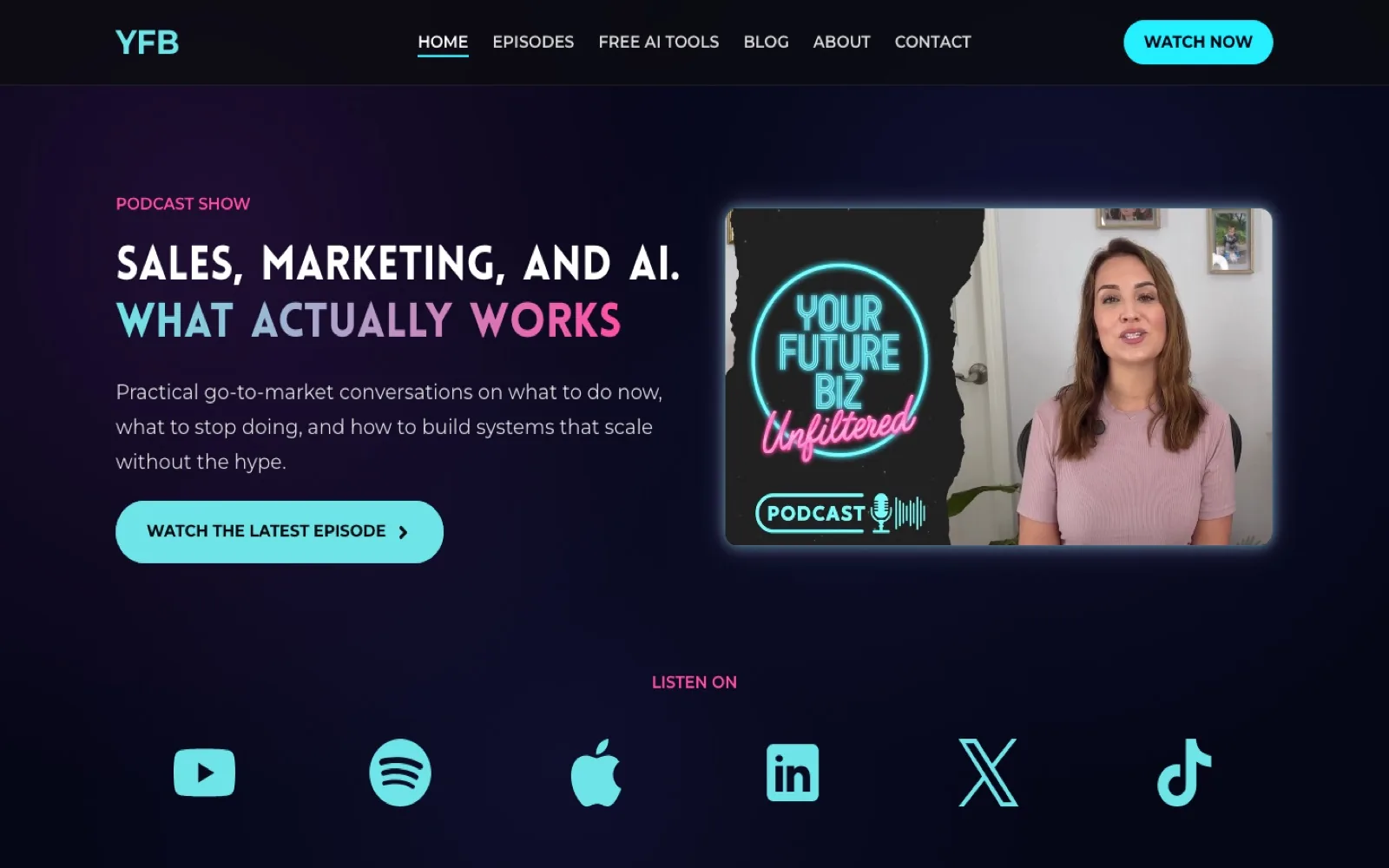 Your Future Biz podcast website homepage