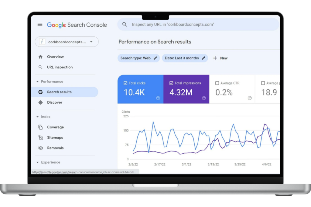 Google search console showing seo for consultants