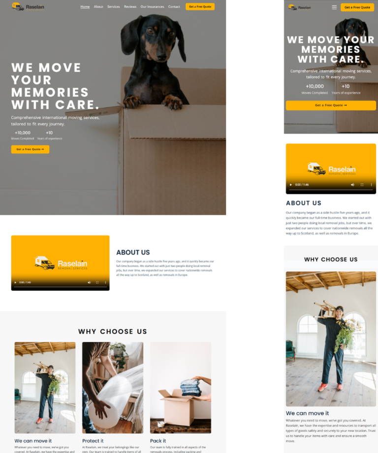 Redesign and UX Optimization for Raselain Removals Website