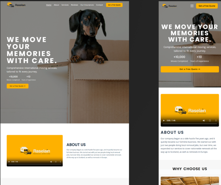 Redesign and UX Optimization for Raselain Removals Website