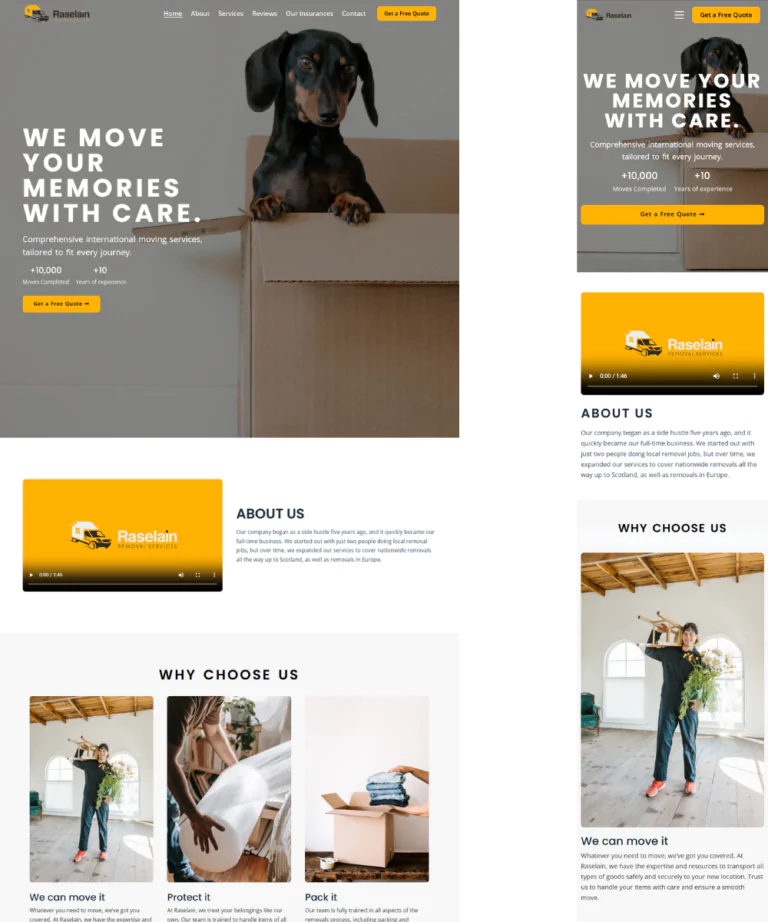 Redesign and UX Optimization for Raselain Removals Website