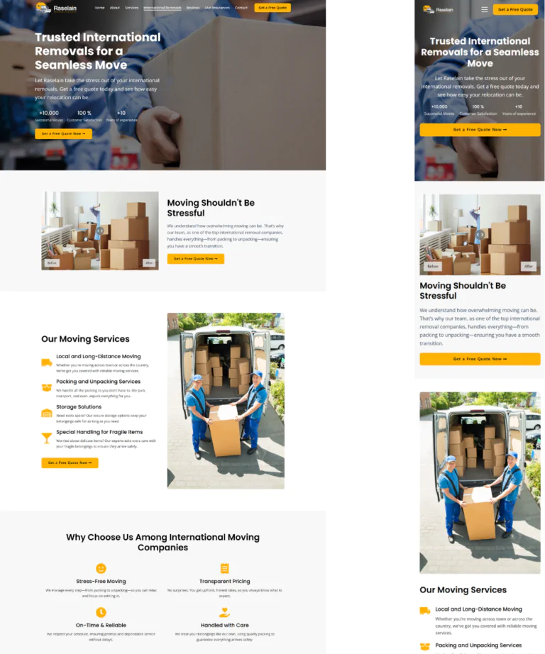 Conversion-Optimized Landing Page for Raselain Moving Services