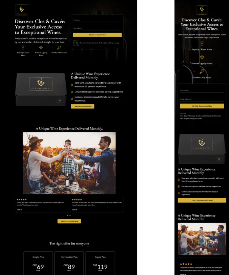 High-Converting Landing Page for Clos & Cuvée